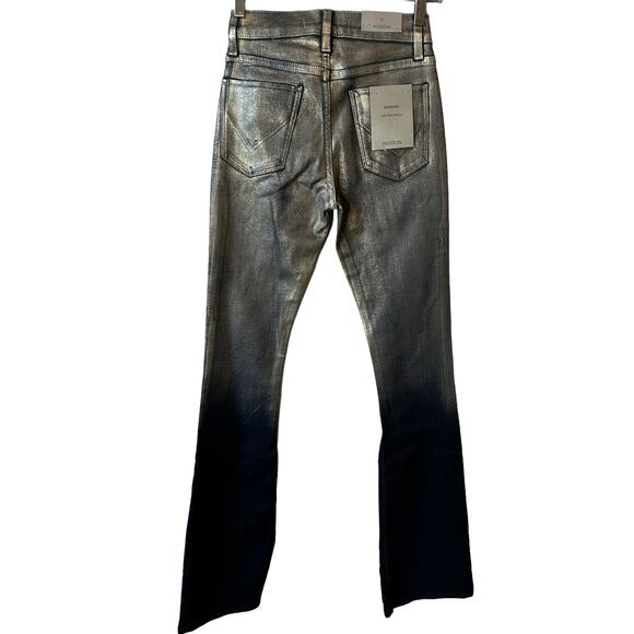 NWT Hudson Womens Barbara Ombre Foil Coated High Rise Bootcut Jeans 23 Goth Punk - Picture 3 of 11